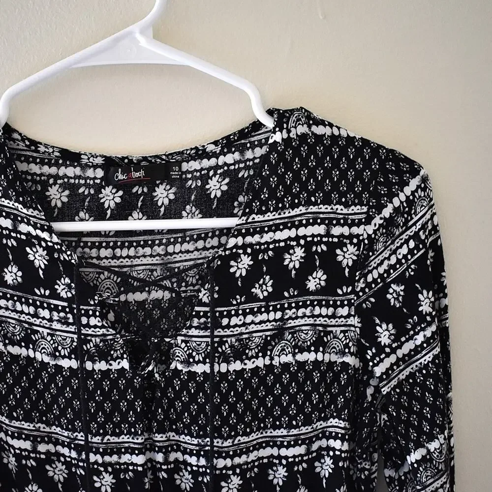 10- Chicaboom Black and White Patterned Dress